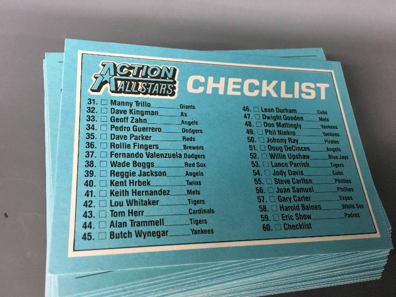 lot 128 image: 1985 MLB Action All Stars Cards