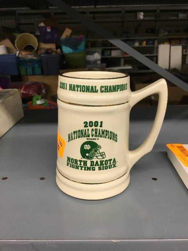 lot 131 image: 2001 Division II National Champions North Dakota Fighting Sioux Mug
