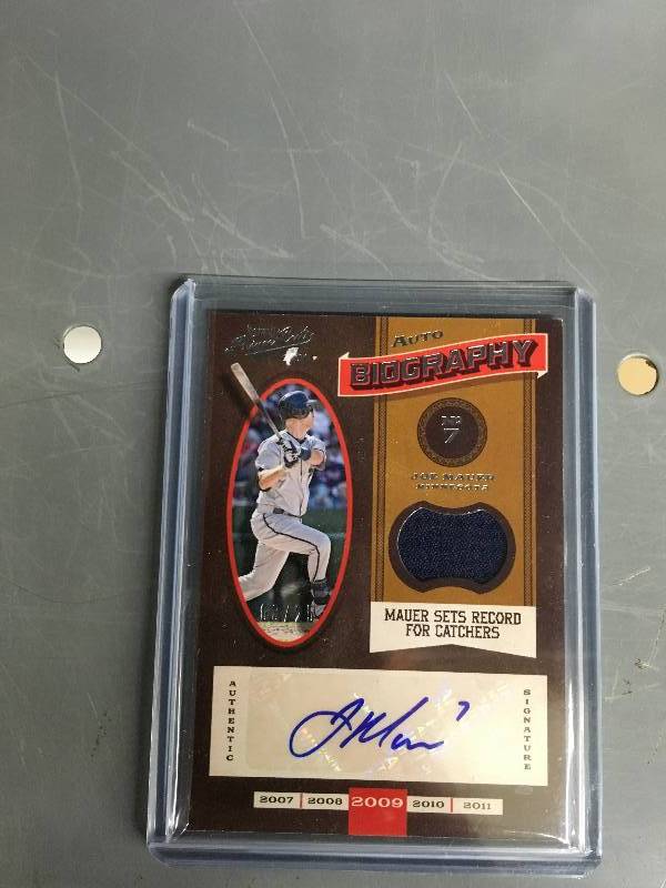 lot 141 image: 2009 Autographed Joe Mauer Jersey Card