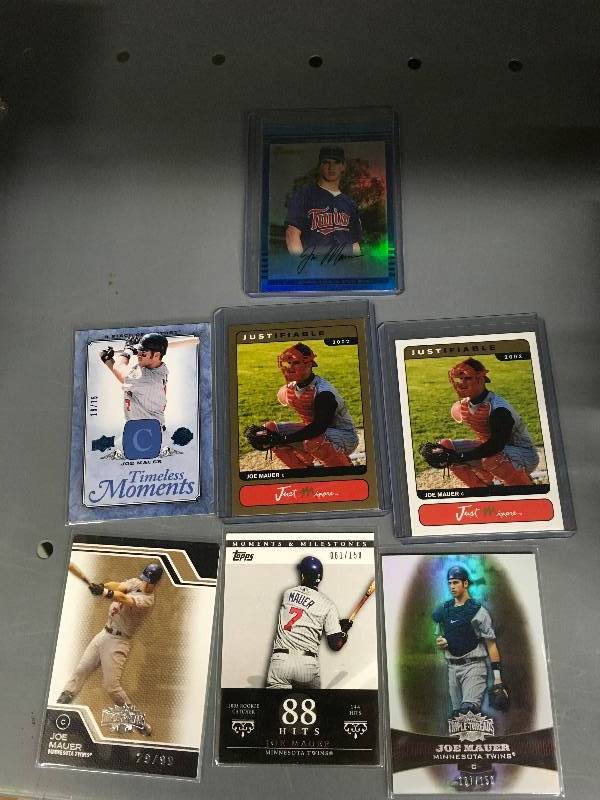 lot 143 image: 7 Joe Mauer Numbered & Minor League Cards