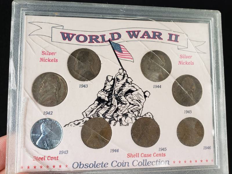 lot 42 image: WWII Silver Nickels, Steel Cent, Proof Sets
