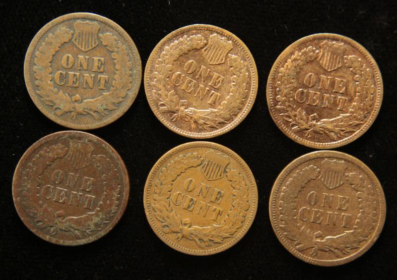lot 10 image: 6 INDIAN HEAD CENTS 1901 1902 1904 1905 1906 1907