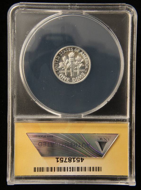 lot 15 image: 1953 PROOF ROOSEVELT DIME PF65 ANACS