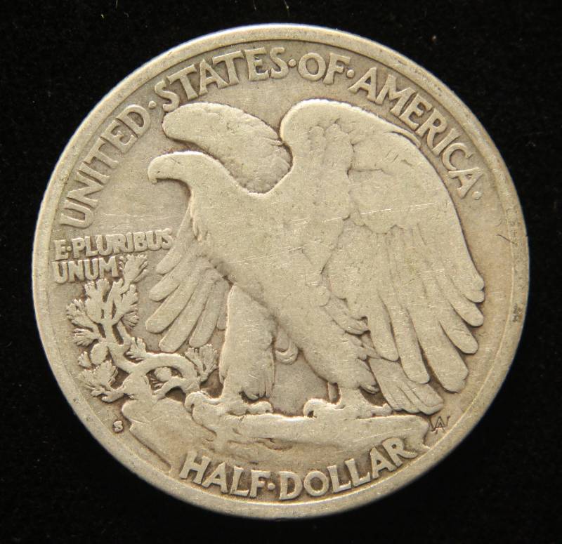lot 24 image: 1928-S WALKING LIBERTY SILVER HALF DOLLAR