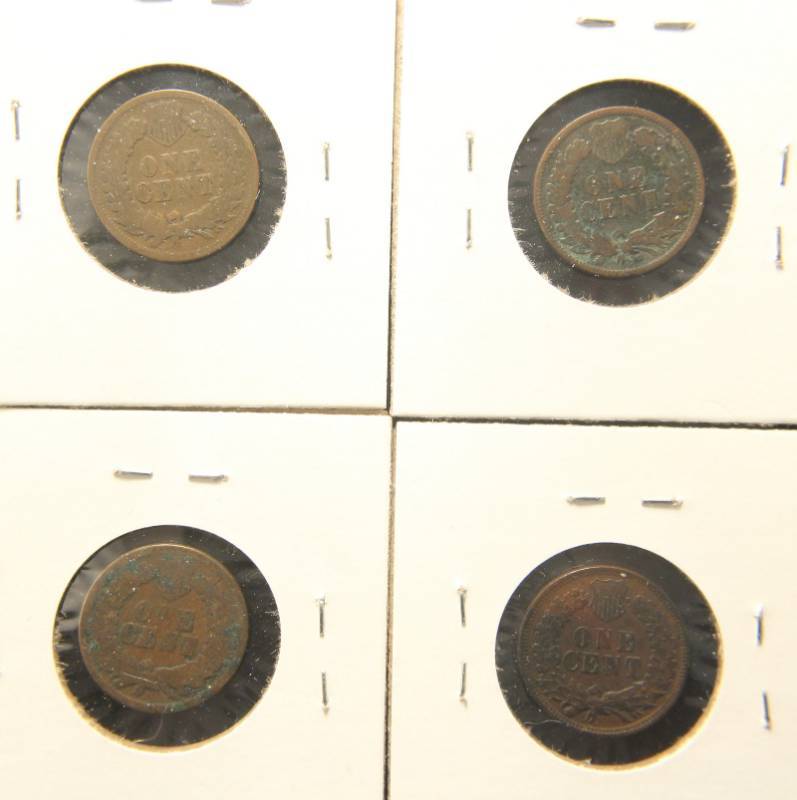 lot 29 image: 4 INDIAN HEAD CENTS 1864 1879 1880 1899