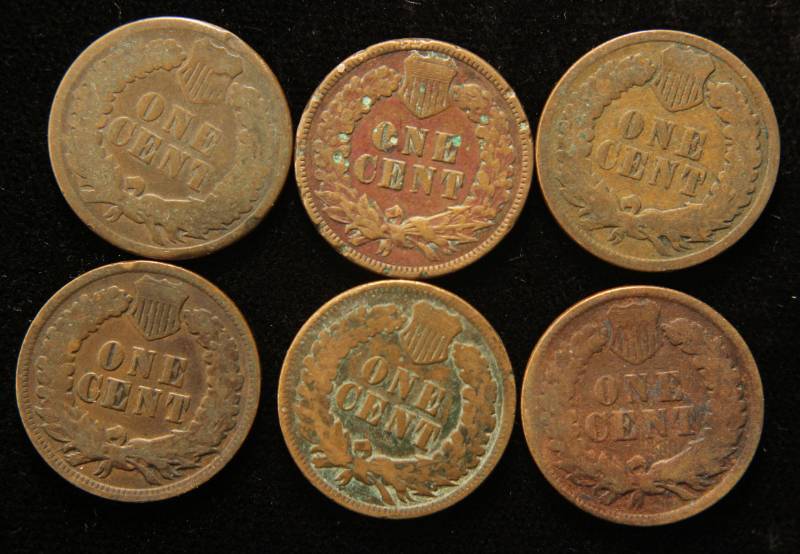 lot 45 image: 6 INDIAN HEAD CENTS 1887 1888 1889 1902 1903 1904
