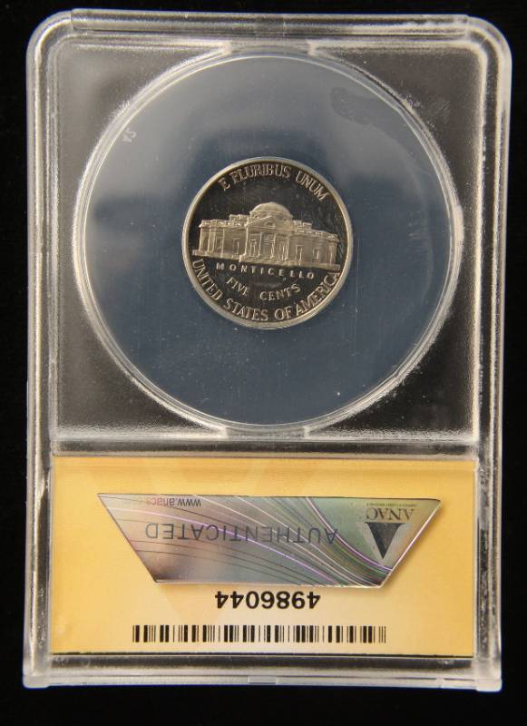lot 48 image: 1999-S PROOF JEFFERSON NICKEL PF67 DCAM ANACS