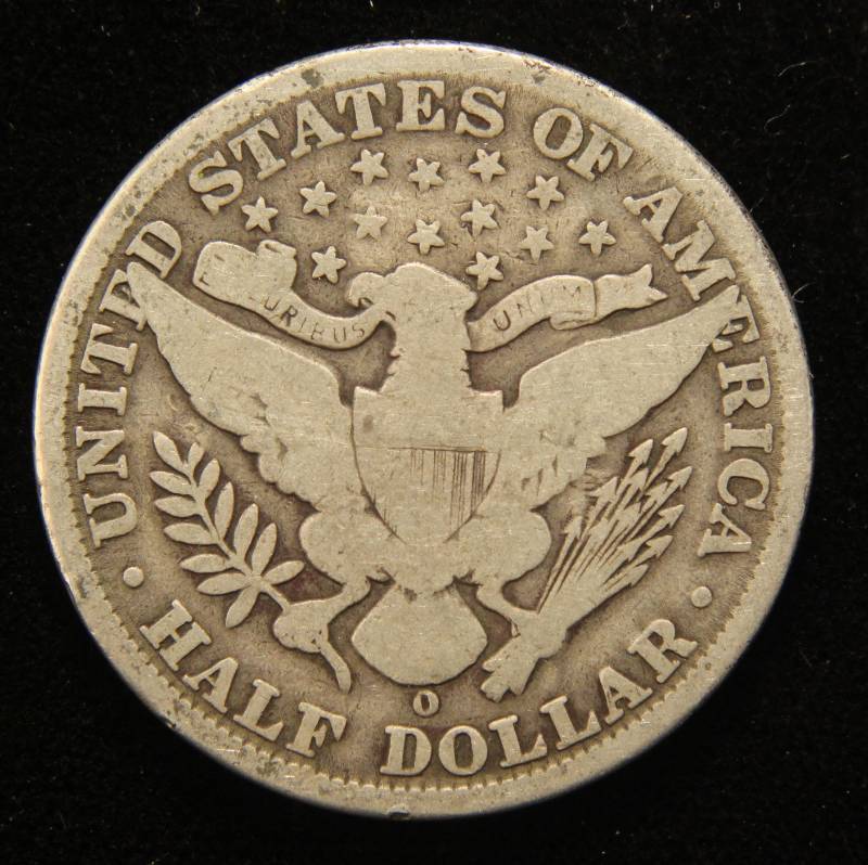 lot 50 image: 1907-O BARBER SILVER HALF DOLLAR