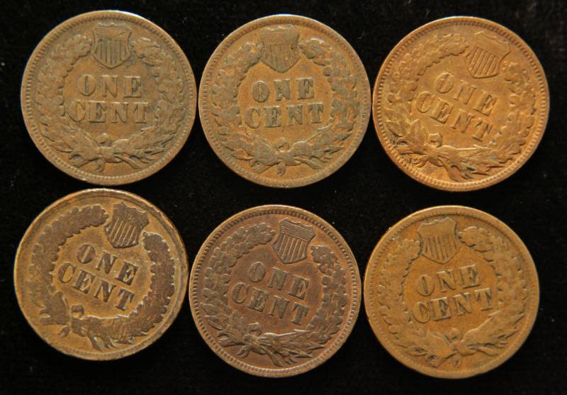 lot 53 image: 6 INDIAN HEAD CENTS 1900 1901 1902 1903 1904 1905