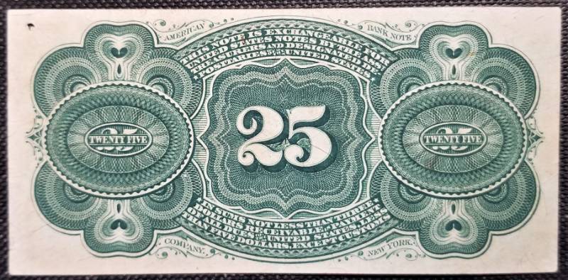 lot 03-A image: 1863 US FRACTIONAL CURRENCY NOTE 25 CENT BILL