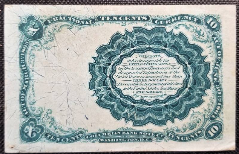lot 18-A image: 1874 US TEN CENT FRACTIONAL CURRENCY