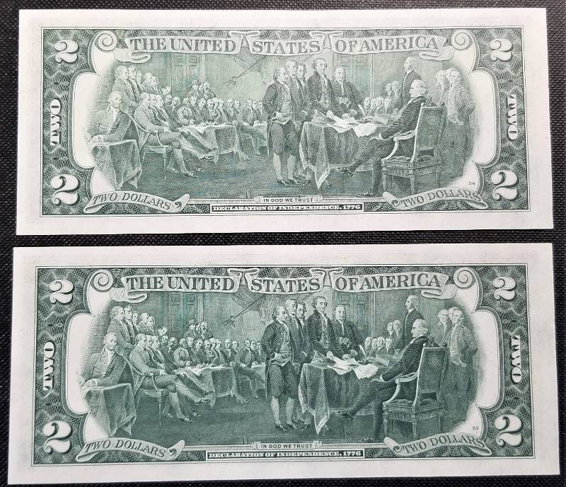 lot 20-B image: 2 CONSECUTIVE SERIAL # BICENTENNIAL US $2 BILLS