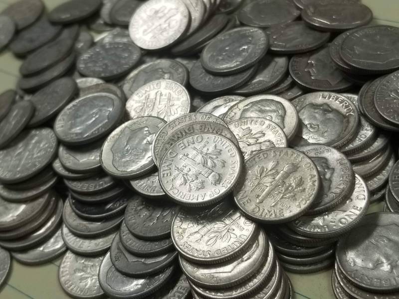 lot 04-B image: GROUP OF 300 ROOSEVELT 90% SILVER DIMES