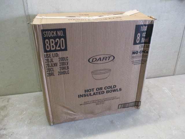 Partial Box of Dart 8B20 8oz Bowls 19x50ct individually sleeved for 950 total Bowls  1 sleeve missing, get a great deal on a box with one sleeve missing and save