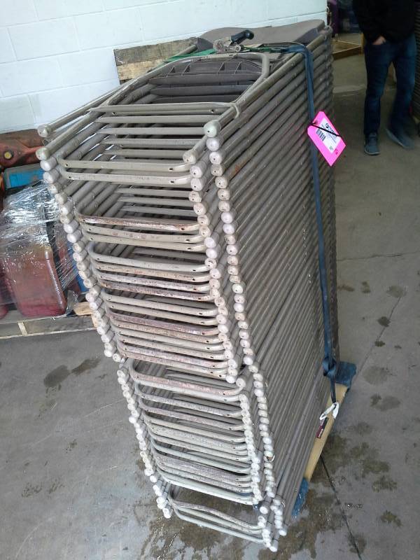 lot 221 image: Lot of (50) Samsonite Metal Folding Chairs with Plastic Seats and Backs