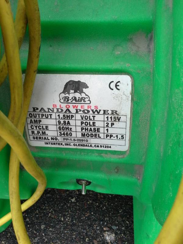 lot 231B image: B-Air Blowers Panda Power Blower