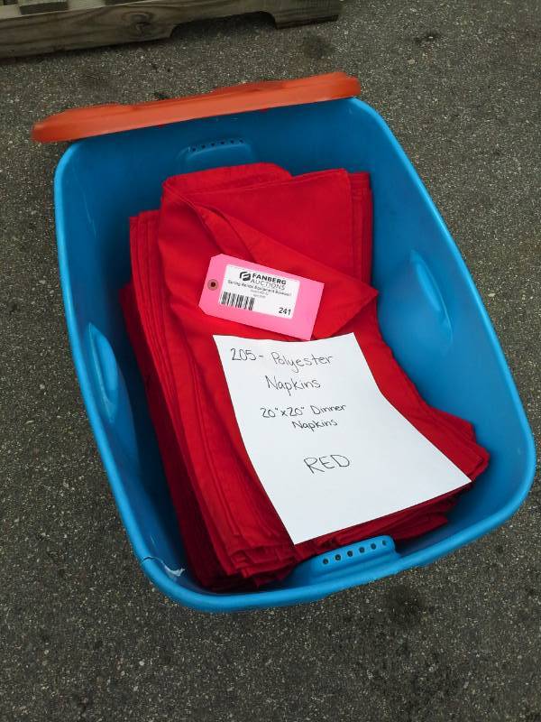 lot 241 image: Lot of (205) Red Polyester Dinner Napkins