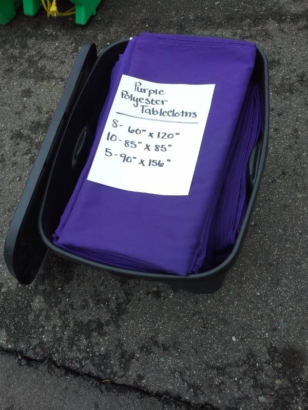 lot 245 image: Lot of (23) Purple Polyester Tablecloths