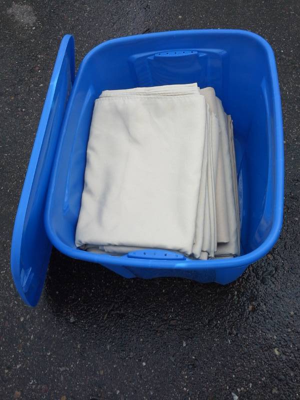 lot 258 image: Lot of (10) TanChampagne Polyester Tablecloths