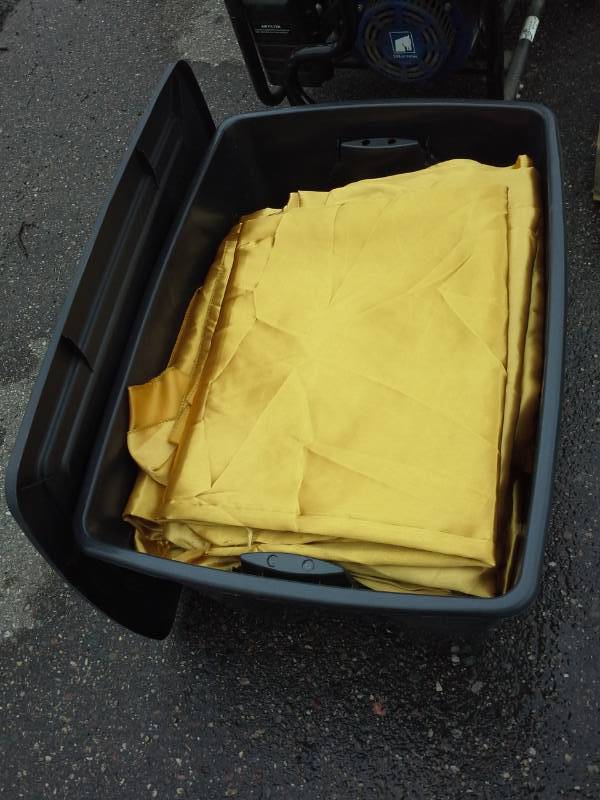 lot 262 image: Lot of (50) Gold Satin Universal Chair Covers