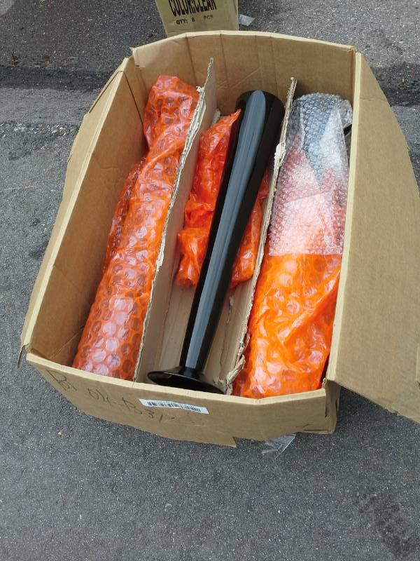 lot 279 image: Lot of (6) 24-inch Black Pilsner Glass Vases