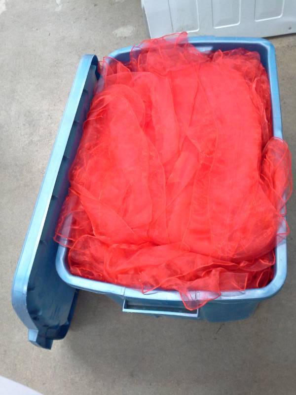 lot 292 image: Lot of (275) Red Organza Chair Sashes