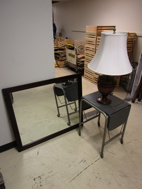 MIRROR, LAMP AND FOLDING TABLE SET