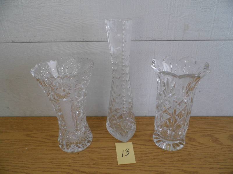 lot 13 image: Lot of 3 Crystal Vases