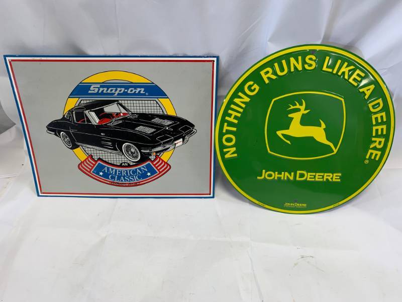 lot 5 image: Snap-on & John Deere Metal Signs