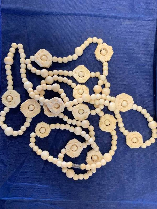lot 23 image: Vintage Necklaces (thought to be ivory)