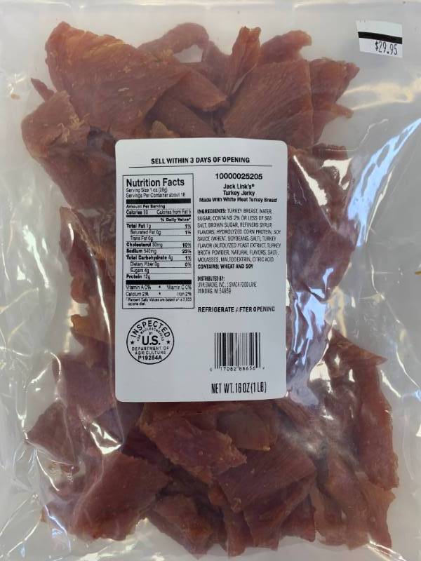 lot 29 image: One Pound (16oz) Jack Link Turkey Jerky In Date