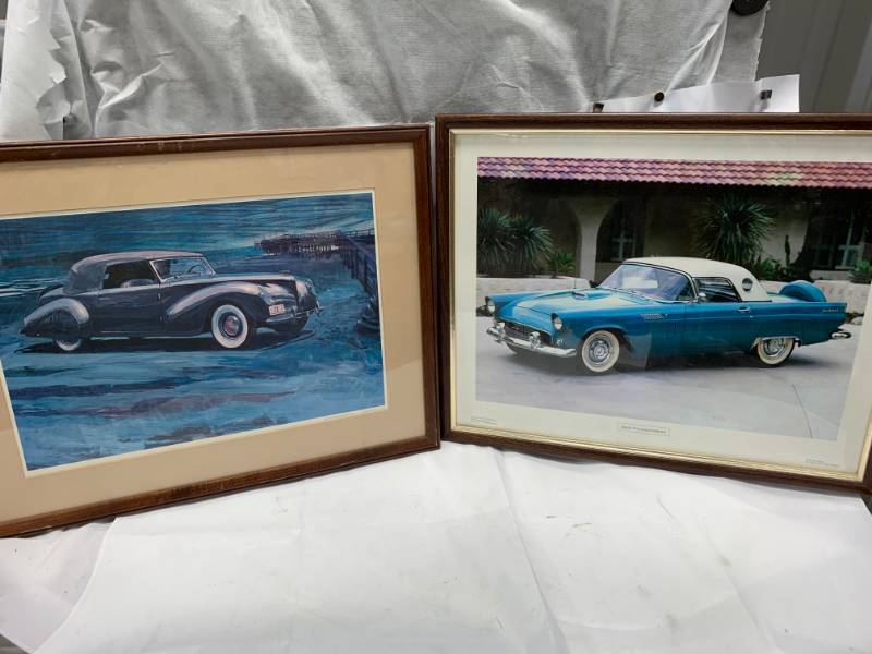 lot 83 image: Lot of 2 Framed Car Pictures 17 x 22