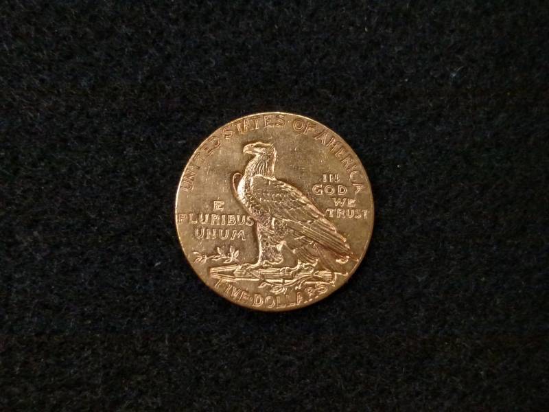 1909 D Five Dollars Indian Head Gol...