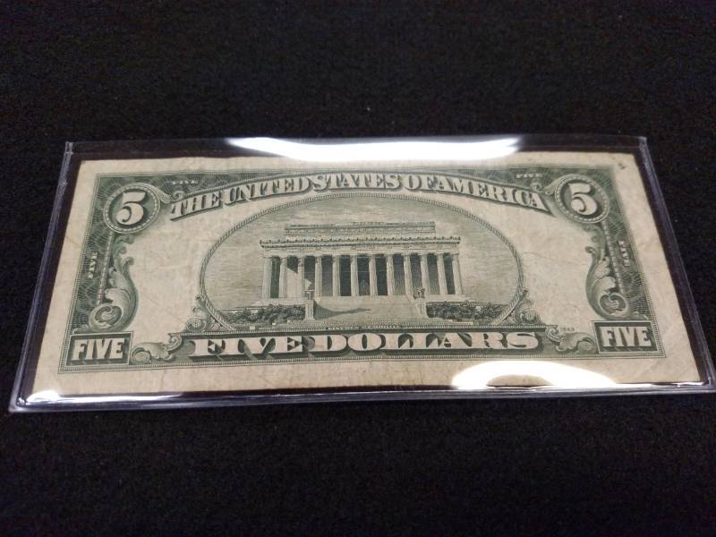 1928 D Five Dollars Red Seal Note...