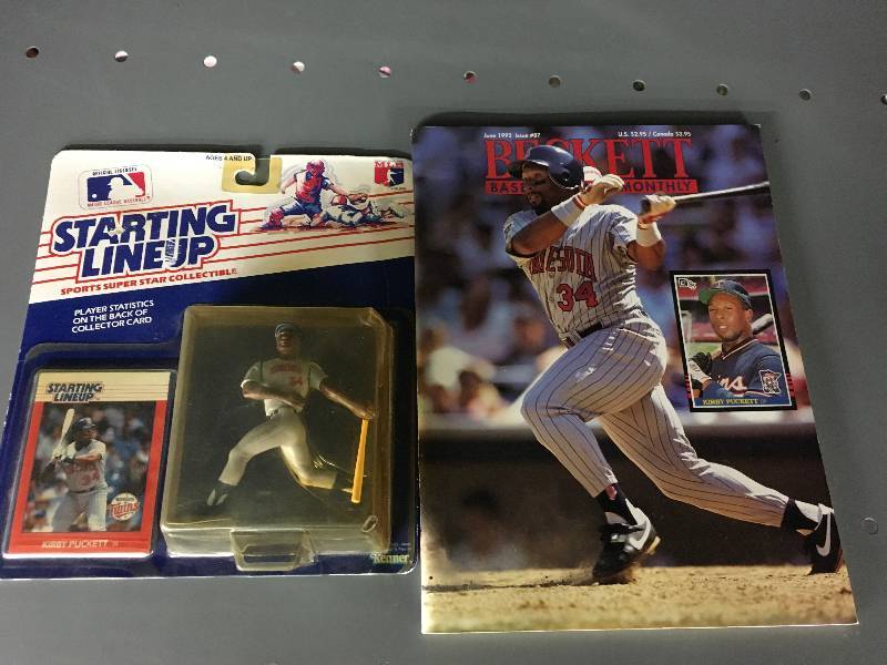lot 196 image: Starting Lineup Kirby Puckett Figurine & Kirby Puckett Cover of Beckett Magazine