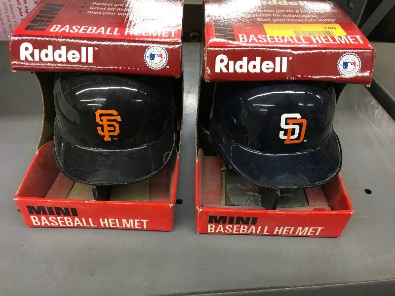 lot 248 image: Two Riddell Mini Helmets- San Francisco Giants & San Diego Padres