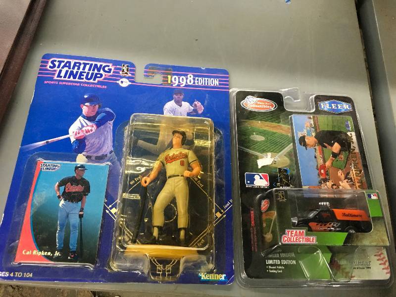 lot 254 image: MLB Starting Lineup Cal Ripken Jr. Figurine & Fleer Cal Ripken Jr. Card Vehicle