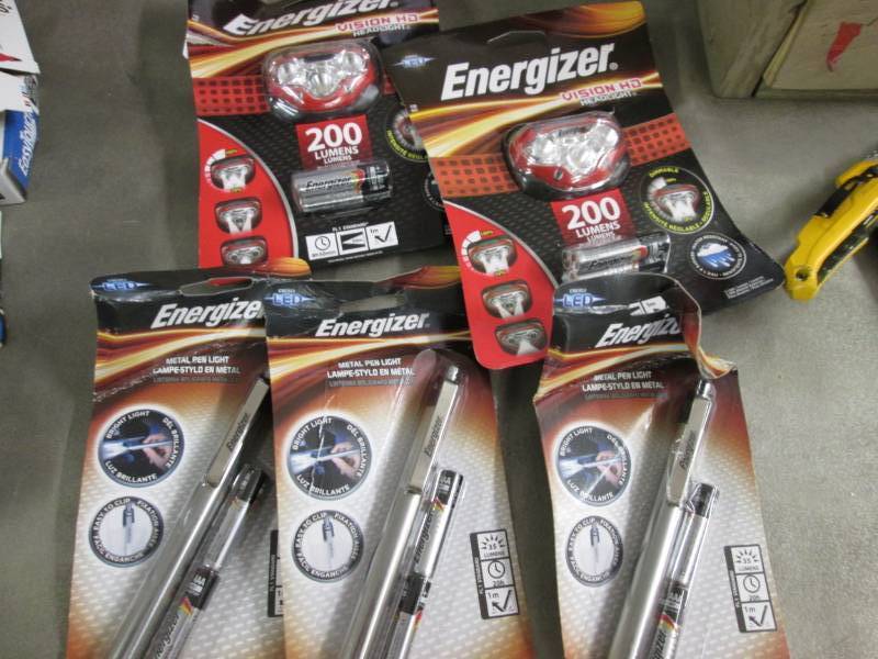 lot 130 image: 2 Energizer Head Lights, 3 Pen Ligh...