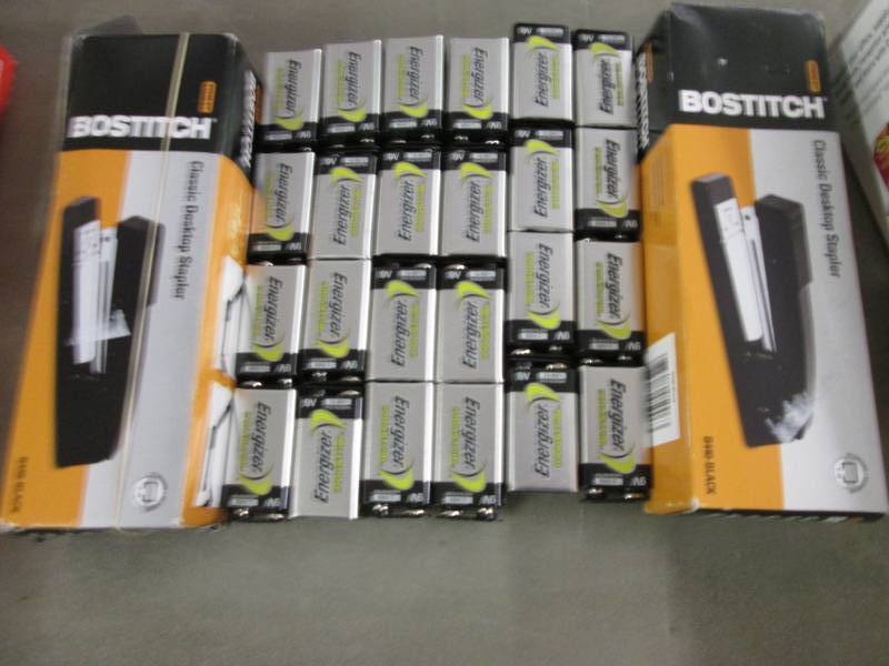 lot 147 image: 2 Bostitch Staplers, 24 Energizer 9...