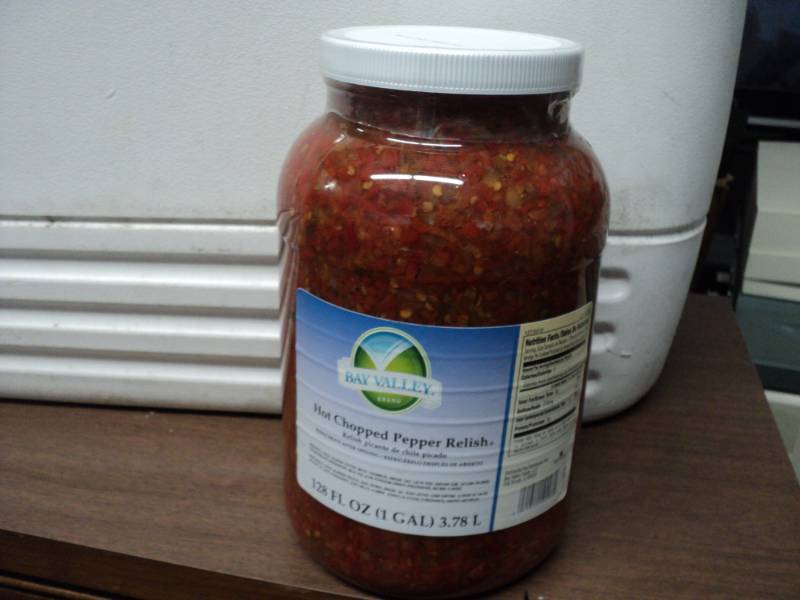 lot 5 image: 1 Gallon Bay Valley Hot Chopped Pep...