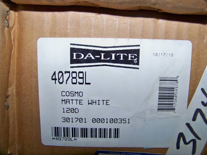 lot 13 image: Da-Lite, Cosmopolitan, Electrol (Motorized), 120 Diagonal, Projection  Movie Screen - NEW in Original Box