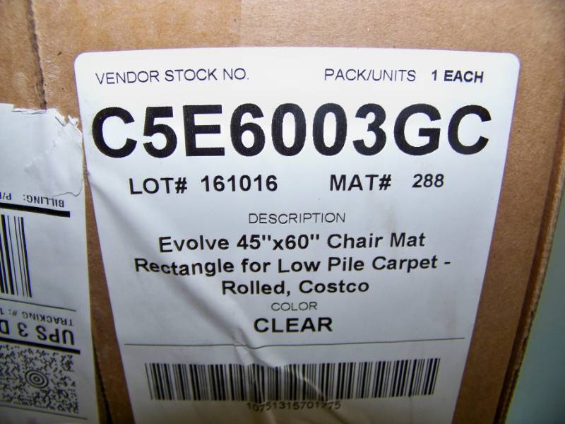 lot 76 image: Evolve, 45 x 60 Office Chair Mat for Low Pile Carpet - NEW in Original Box