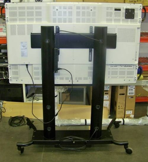 lot 14 image: 70, Sharp, Full HD, Edge-Lit LED, LCD, Monitor  Display with (3) HDMI Inputs, Touch Screen capabilities and Remote Control on Peerless, Professional Rolling Stand