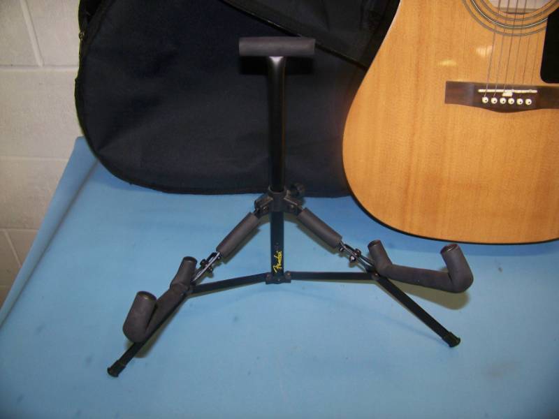 lot 29 image: Fender, FA-100, Acoustic Guitar with Guitar Stand and Soft-Sided Carrying Case