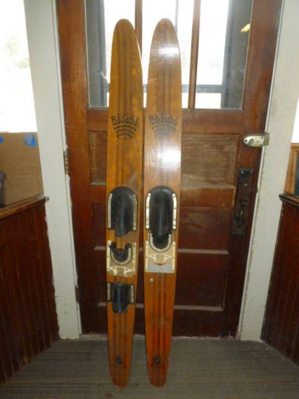 lot 97 image: Vintage Wooden Skis