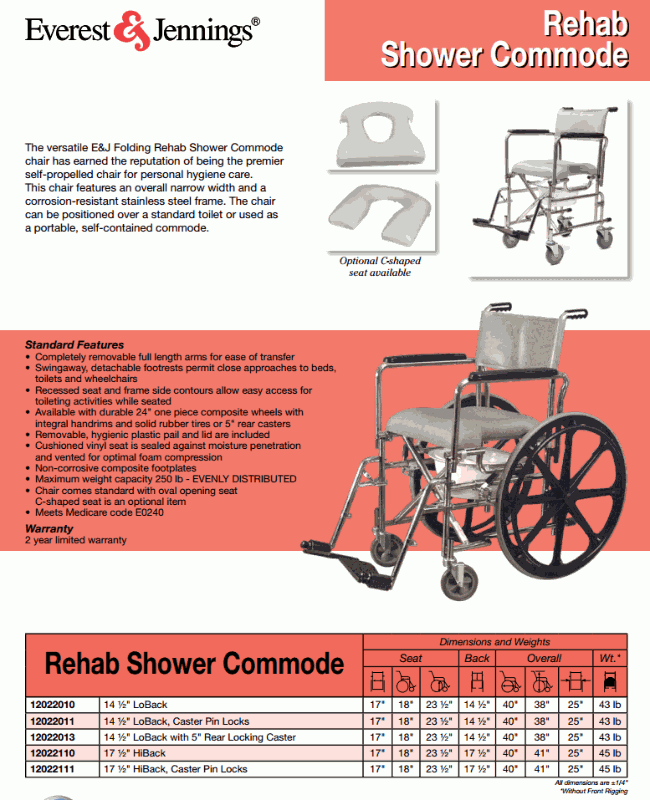 lot 8 image: MSRP $1500 Activeaid High Performance Low Maintenance Self Propel Rehab Shower Commode Wheelchair - Great Condition - Includes Footrests