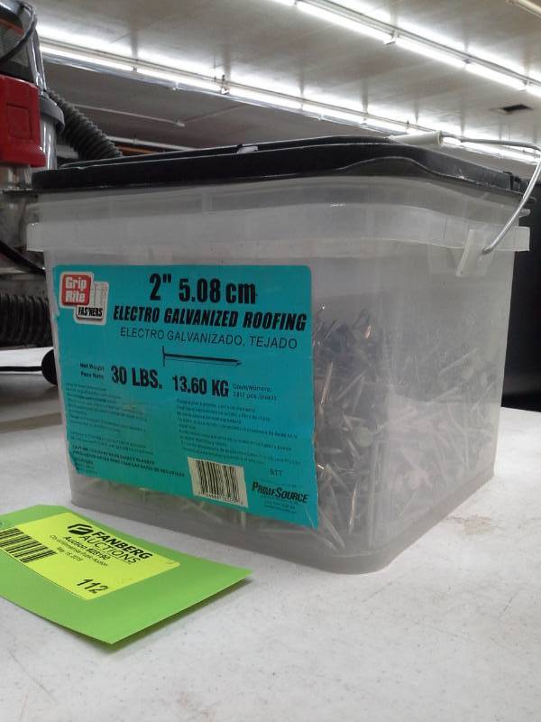 lot 112 image: Grip Rite Fasteners 2-inch Electro Galvanized Roofing Nails