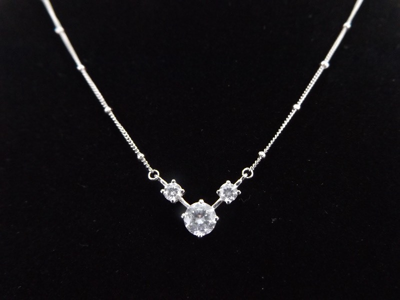 .925 Sterling Silver Faceted Crystal Necklace