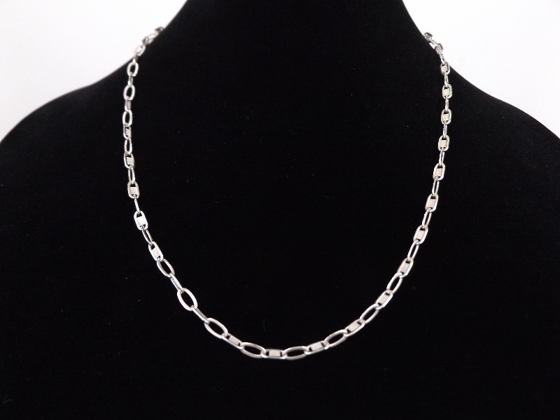 .925 Sterling Silver Etched Link Necklace