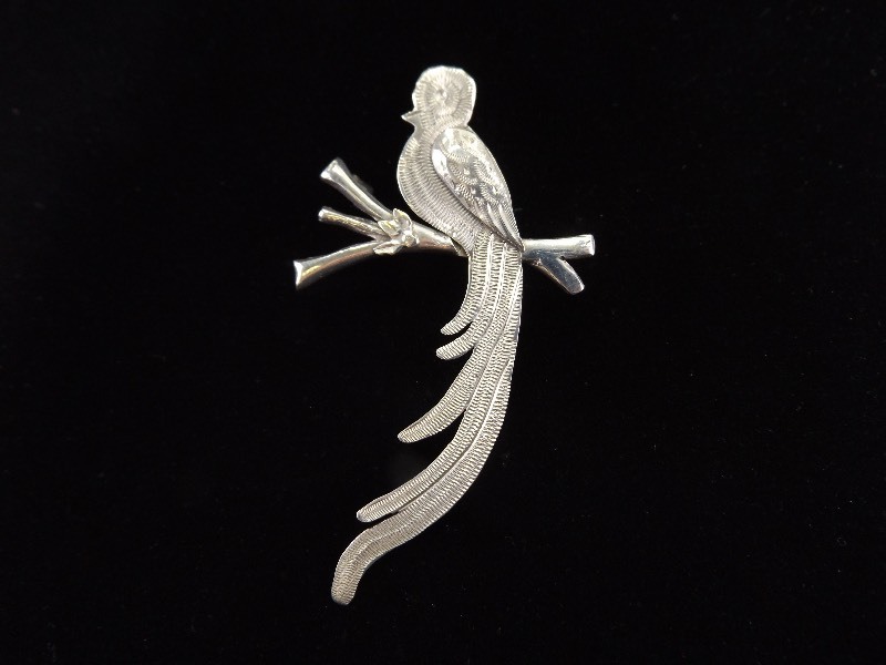 .925 Sterling Silver Exotic Bird Brooch